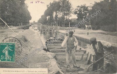 Carte postale ancienne Canal de jonction — Fourchambault (Nièvre)