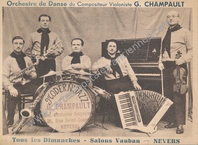 Carte postale ancienne Orchestre de Danse du Compositeur Violoniste G. CHAMPAULT — Fourchambault (Nièvre)