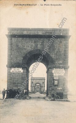 Carte postale ancienne Le Pont Suspendu — Fourchambault (Nièvre)