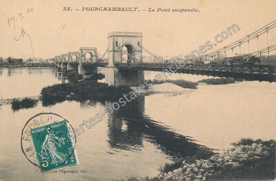 Carte postale ancienne Le Pont suspendu — Fourchambault (Nièvre)