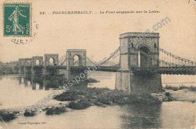 Carte postale ancienne Le Pont suspendu sur la Loire — Fourchambault (Nièvre)
