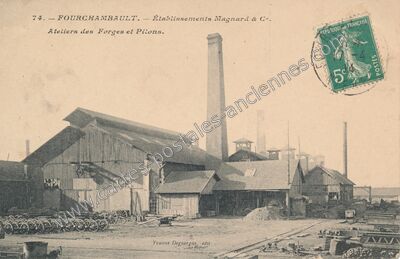 Carte postale ancienne Établissements Magnard & Cie. Ateliers des Forges et Pilons — Fourchambault (Nièvre)