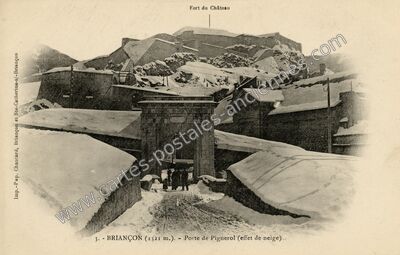 Carte postale ancienne Porte de Pignerol (effet de neige) — Briançon (Hautes-Alpes)