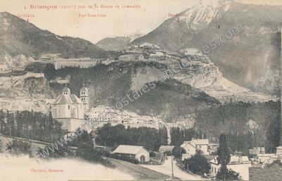 Carte postale ancienne Briançon pris de la Route de Grenoble — Briançon (Hautes-Alpes)