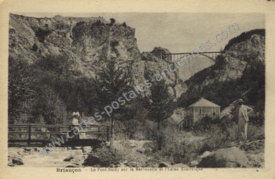 Carte postale ancienne Le Pont Baldy sur la Serverolte et l'Usine Électrique — Briançon (Hautes-Alpes)
