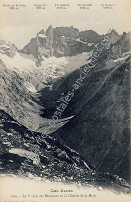 Carte postale ancienne Chaine de la Meije — La Grave (Hautes-Alpes)