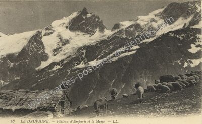 Carte postale ancienne Plateau d'Emparis et Meije — La Grave (Hautes-Alpes)