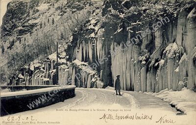 Carte postale ancienne Route de la Grave — La Grave (Hautes-Alpes)