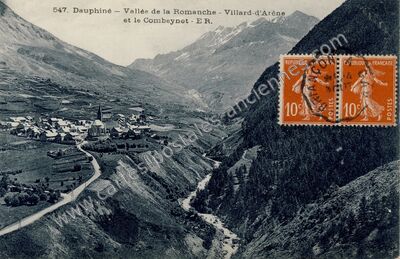 Carte postale ancienne Vallée de la Romanche et le Combeynet — Villar-d'Arêne (Hautes-Alpes)