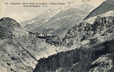 Carte postale ancienne De la Grave au Lautaret - Villard d'Arène et le Combeynot — Villar-d'Arêne (Hautes-Alpes)