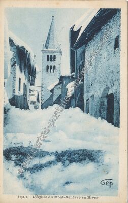 Carte postale ancienne L'Église du Mont-Genèvre en Hiver — Montgenèvre (Hautes-Alpes)