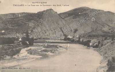 Carte postale ancienne Le Pont sur la Durance - Au fond, Lettret — Tallard (Hautes-Alpes)