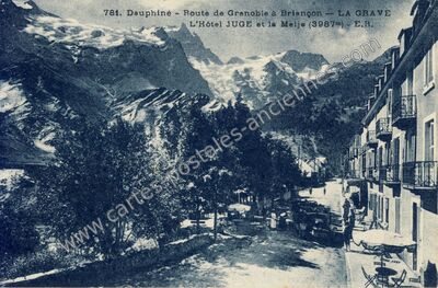 Carte postale ancienne L'Hôtel JUGE et la Meije — La Grave (Hautes-Alpes)