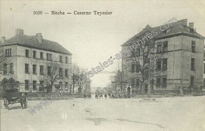 Carte postale ancienne Caserne Teyssier — Bitche (Moselle)