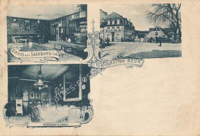 Carte postale ancienne Restaurations et salle à manger — Sarrebourg (Moselle)