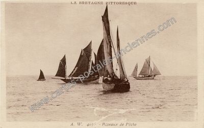 Carte postale ancienne Bateaux de Peche — Non Localisée (Morbihan)