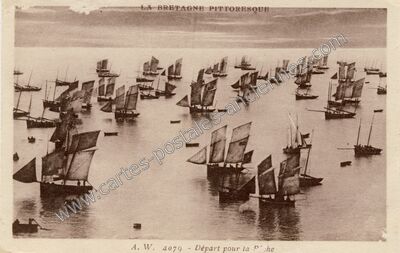 Carte postale ancienne Depart pour la Peche — Non Localisée (Morbihan)