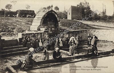 Carte postale ancienne La Fontaine de Saint-Guigner — Pluvigner (Morbihan)