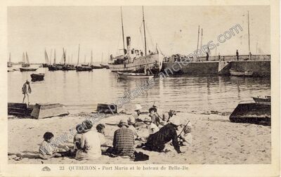 Carte postale ancienne Port Maria et le bateau de Belle-Ile — Quiberon (Morbihan)