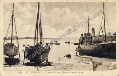 Carte postale ancienne Un coin de Port Maria à marée basse — Quiberon (Morbihan)