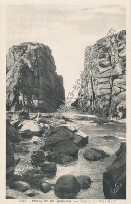 Carte postale ancienne Presqu'île de Quiberon. — Couloir de Port-Bará — Quiberon (Morbihan)