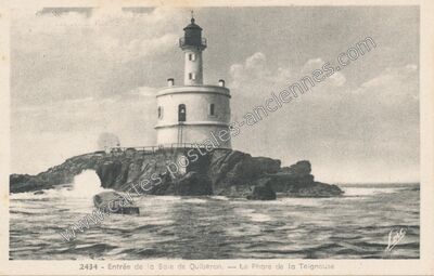 Carte postale ancienne Entrée de la Baie de Quiberon. - Le Phare de la Teignouse — Quiberon (Morbihan)