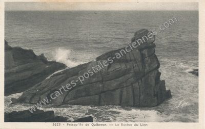 Carte postale ancienne Presqu'île de Quiberon, — Le Rocher du Lion — Quiberon (Morbihan)
