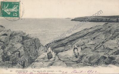 Carte postale ancienne Vue sur la côte sauvage — Quiberon (Morbihan)