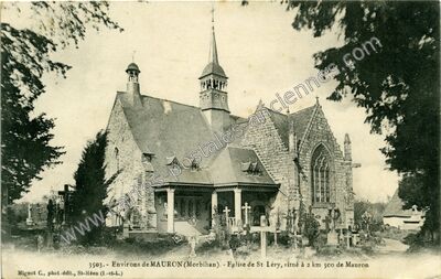 Carte postale ancienne Eglise de St Lery, situé à 2 km 500 de Mauron — Saint-Léry (Morbihan)