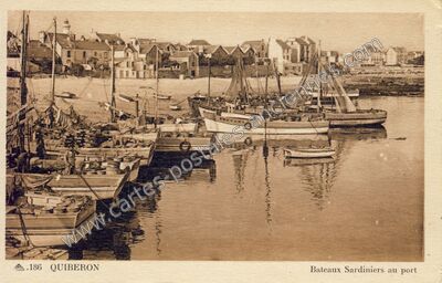 Carte postale ancienne Bateaux Sardiniers au port — Quiberon (Morbihan)