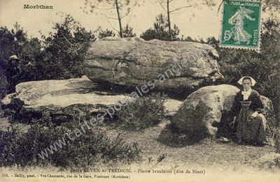 Carte postale ancienne Pierre Branlante — Trédion (Morbihan)