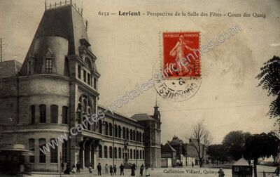 Carte postale ancienne Perspective de la Salle des Fêtes - Cours des Quais — Lorient (Morbihan)