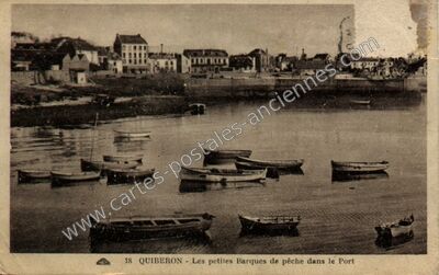 Carte postale ancienne Les petites Barques de pêche dans le Port — Quiberon (Morbihan)