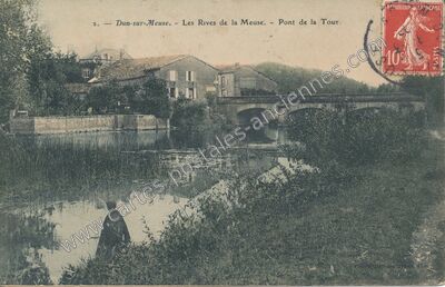 Carte postale ancienne Les Rives de la Meuse. - Pont de la Tour — Dun-sur-Meuse (Meuse)