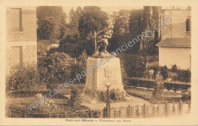 Carte postale ancienne Monument aux Morts — Dun-sur-Meuse (Meuse)