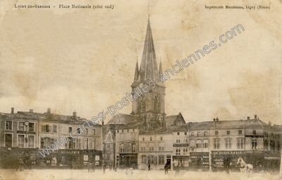 Carte postale ancienne Place Nationale (côté sud) — Ligny-en-Barrois (Meuse)