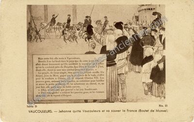 Carte postale ancienne Jehanne quitte Vaucouleurs et va sauver la France — Vaucouleurs (Meuse)