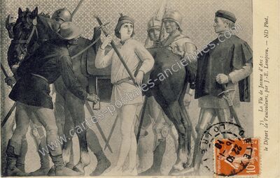 Carte postale ancienne La Vie de Jeanne d'Arc : le Départ de Vaucouleurs — Vaucouleurs (Meuse)