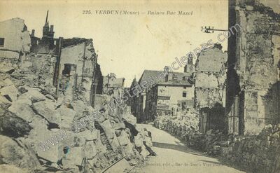 Carte postale ancienne Ruines Rue Mazel — Verdun (Meuse)