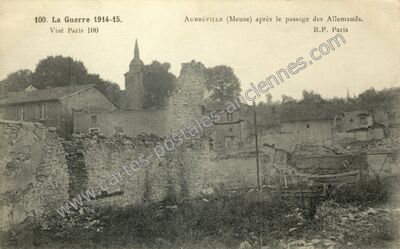 Carte postale ancienne Après le passage des Allemands — Aubréville (Meuse)
