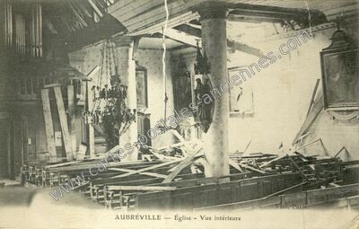 Carte postale ancienne Église — Vue intérieure — Aubréville (Meuse)