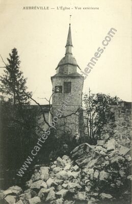 Carte postale ancienne L'Église - Vue extérieure — Aubréville (Meuse)