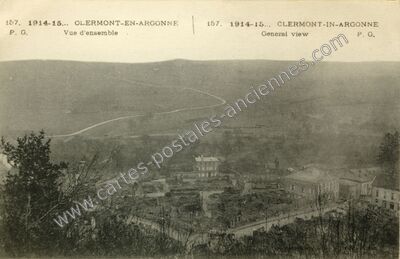 Carte postale ancienne Vue d'ensemble — Clermont-en-Argonne (Meuse)