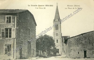 Carte postale ancienne La Place de la Mairie — Mécrin (Meuse)
