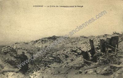 Carte postale ancienne La Crête de Vauquois sous la Neige — Vauquois (Meuse)