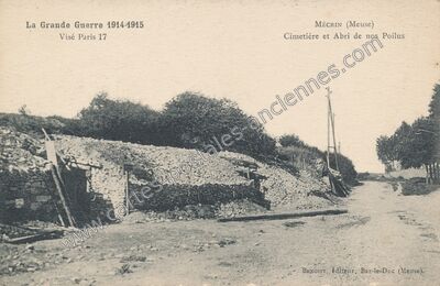 Carte postale ancienne Cimetière et Abri de nos Poilus — Mécrin (Meuse)