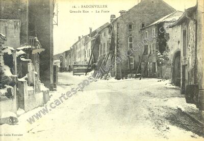 Carte postale ancienne Grande Rue - La Poste — Badonviller (Meurthe-et-Moselle)