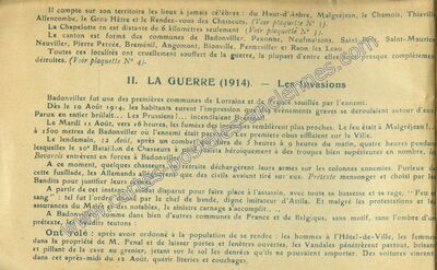 Carte postale ancienne La Guerre (1914). — Les Invasions — Badonviller (Meurthe-et-Moselle)