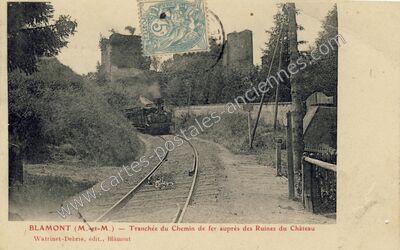 Carte postale ancienne Tranchée du Chemin de fer auprès des Ruines du Château — Blâmont (Meurthe-et-Moselle)