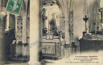 Carte postale ancienne N.-D. des Grottes, Crypte — Dieulouard (Meurthe-et-Moselle)